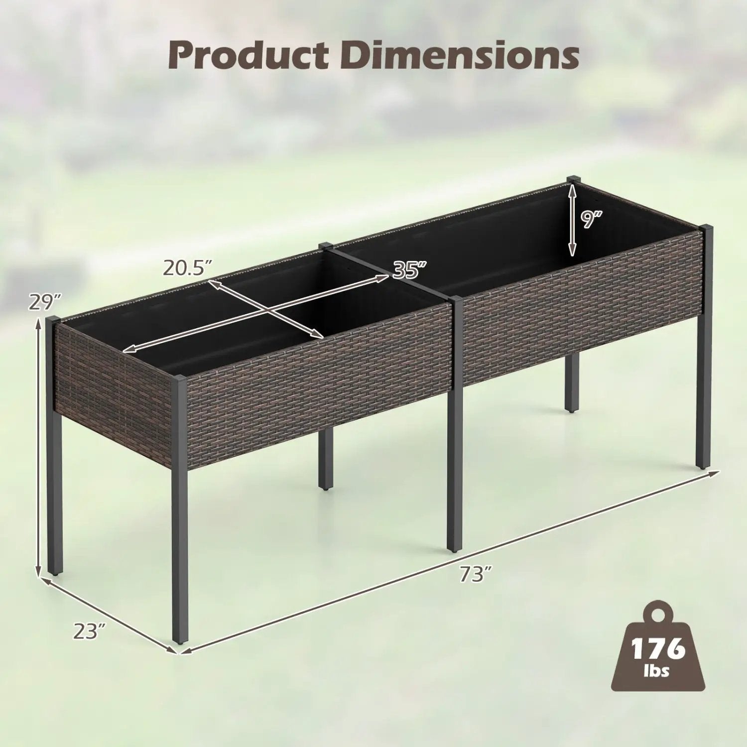 Raised Garden Bed with Legs and Removable Liner - 73 Inch by DirectDeals