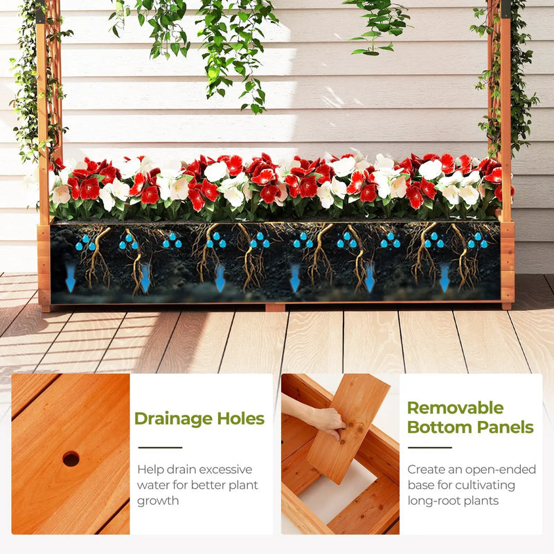 Raised Garden Bed with Arch Trellis and Hanging Roof-Orange by DirectDeals