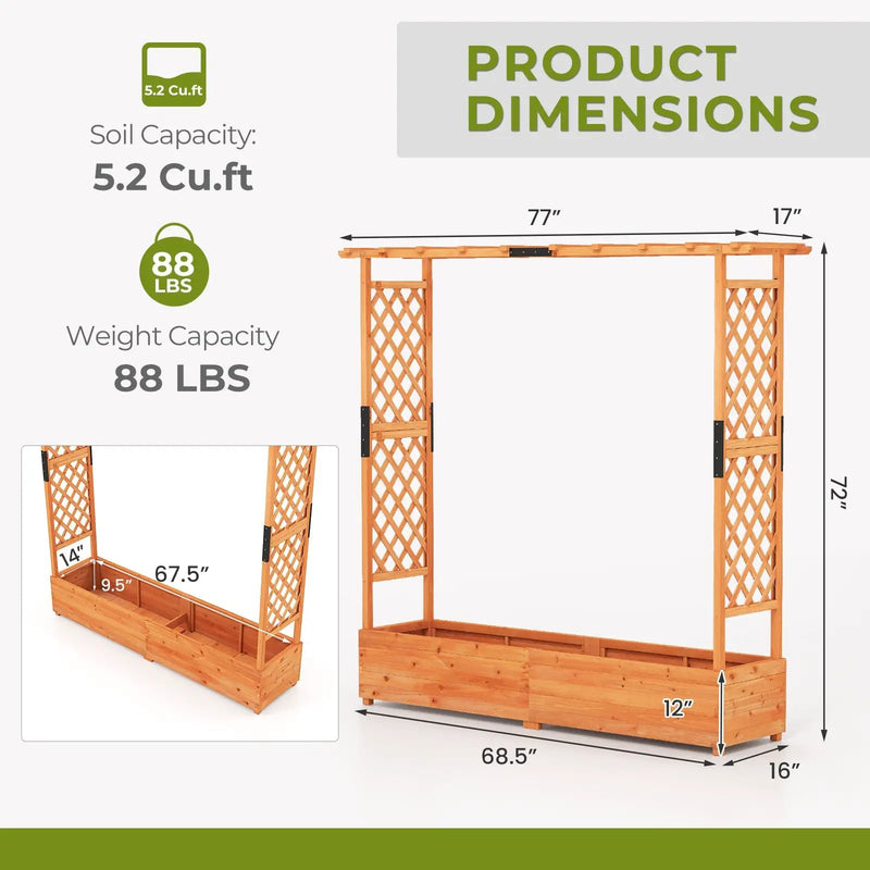 Raised Garden Bed with Arch Trellis and Hanging Roof-Orange by DirectDeals