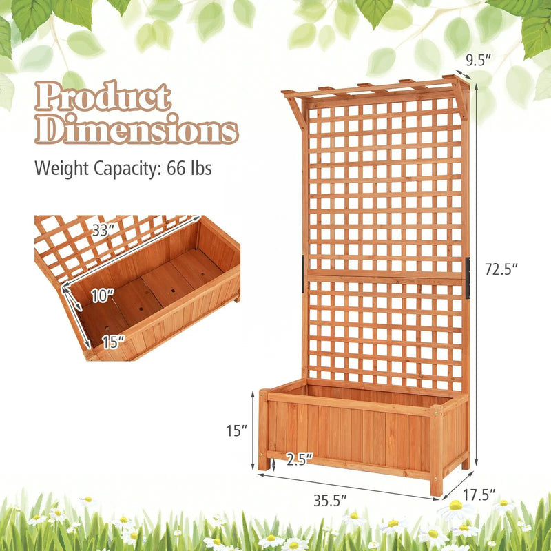 Raised Garden Bed with Trellis and Hanging Roof-Natural by DirectDeals