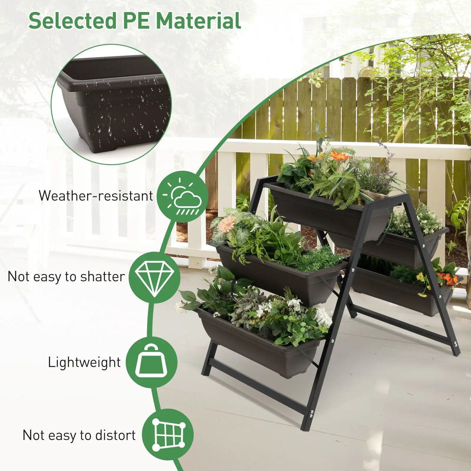 3-Tier Vertical Raised Garden Bed with 5 Plant Boxes by DirectDeals