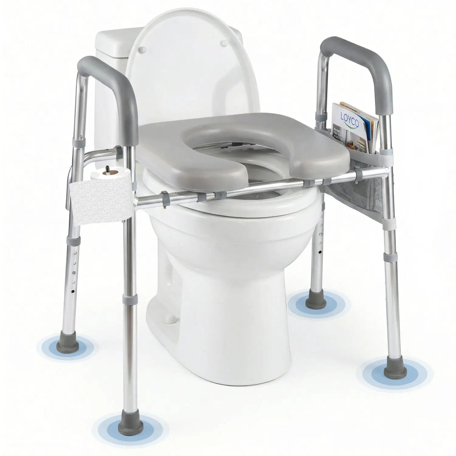 Raised Toilet Seat with Handles and Padded Arms for Seniors by DirectDeals