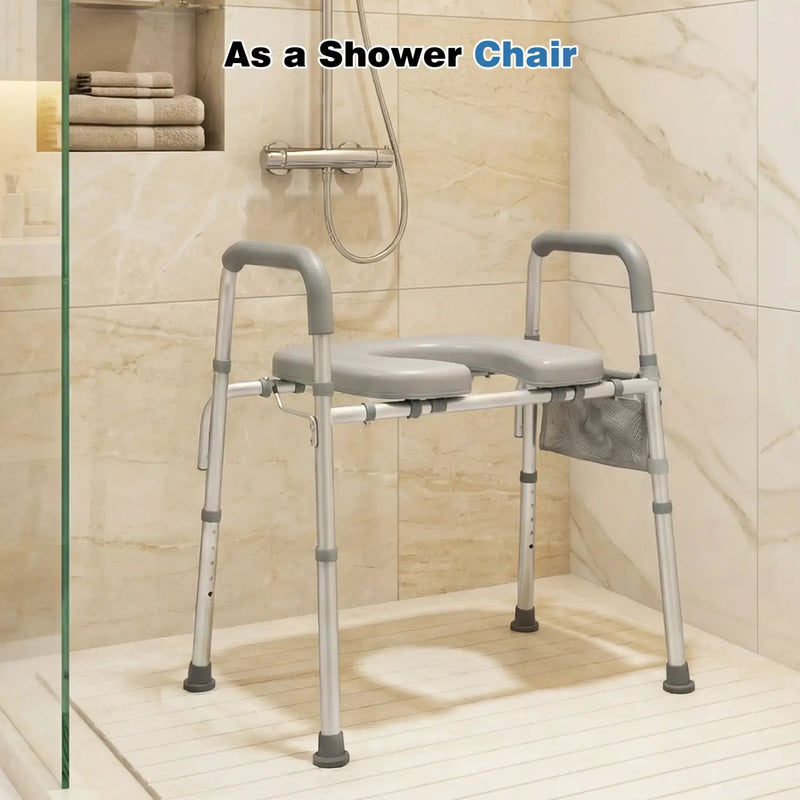 Raised Toilet Seat with Handles and Padded Arms for Seniors by DirectDeals