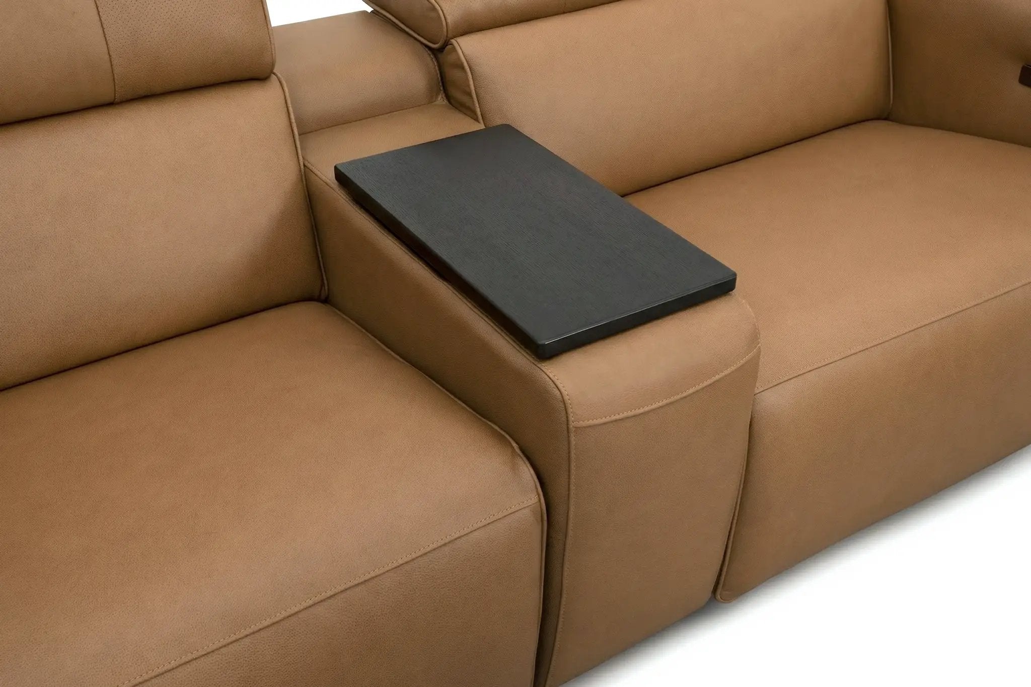 Rally Pro Caramel 6-Piece Power Reclining Sectional with Console and Immersive Sound System by Ornate Furniture