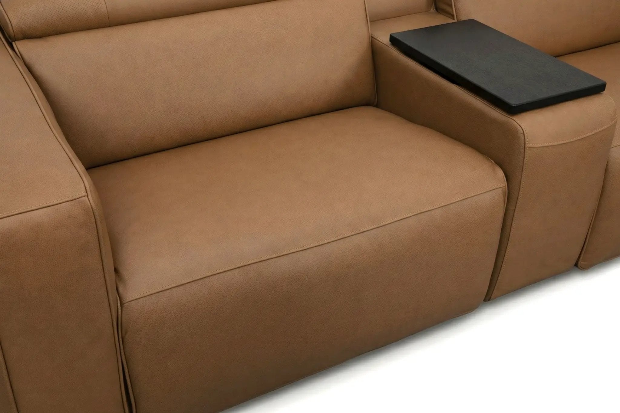 Rally Pro Caramel 6-Piece Power Reclining Sectional with Console and Immersive Sound System by Ornate Furniture