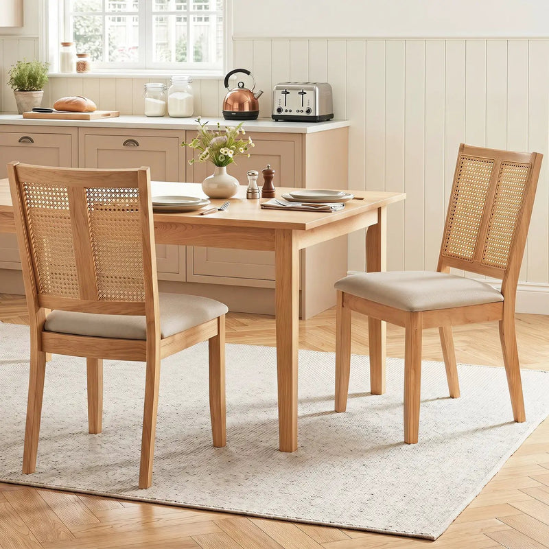 Rattan Dining Chairs Set of 2 with Curved Backrest by DirectDeals