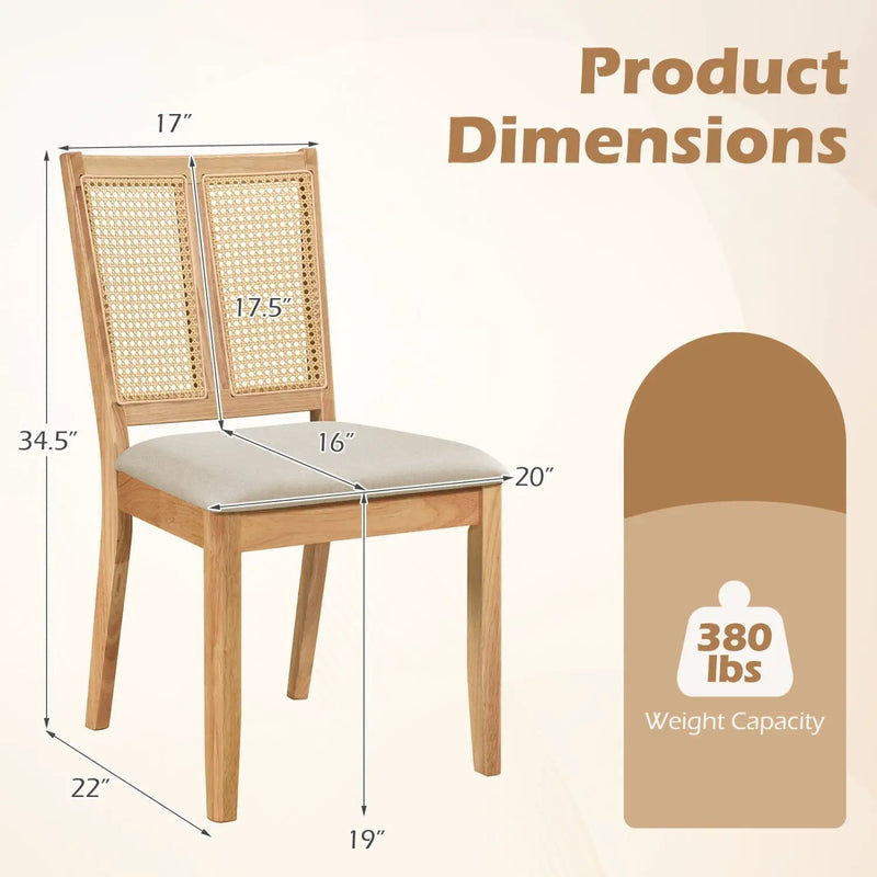 Rattan Dining Chairs Set of 2 with Curved Backrest by DirectDeals