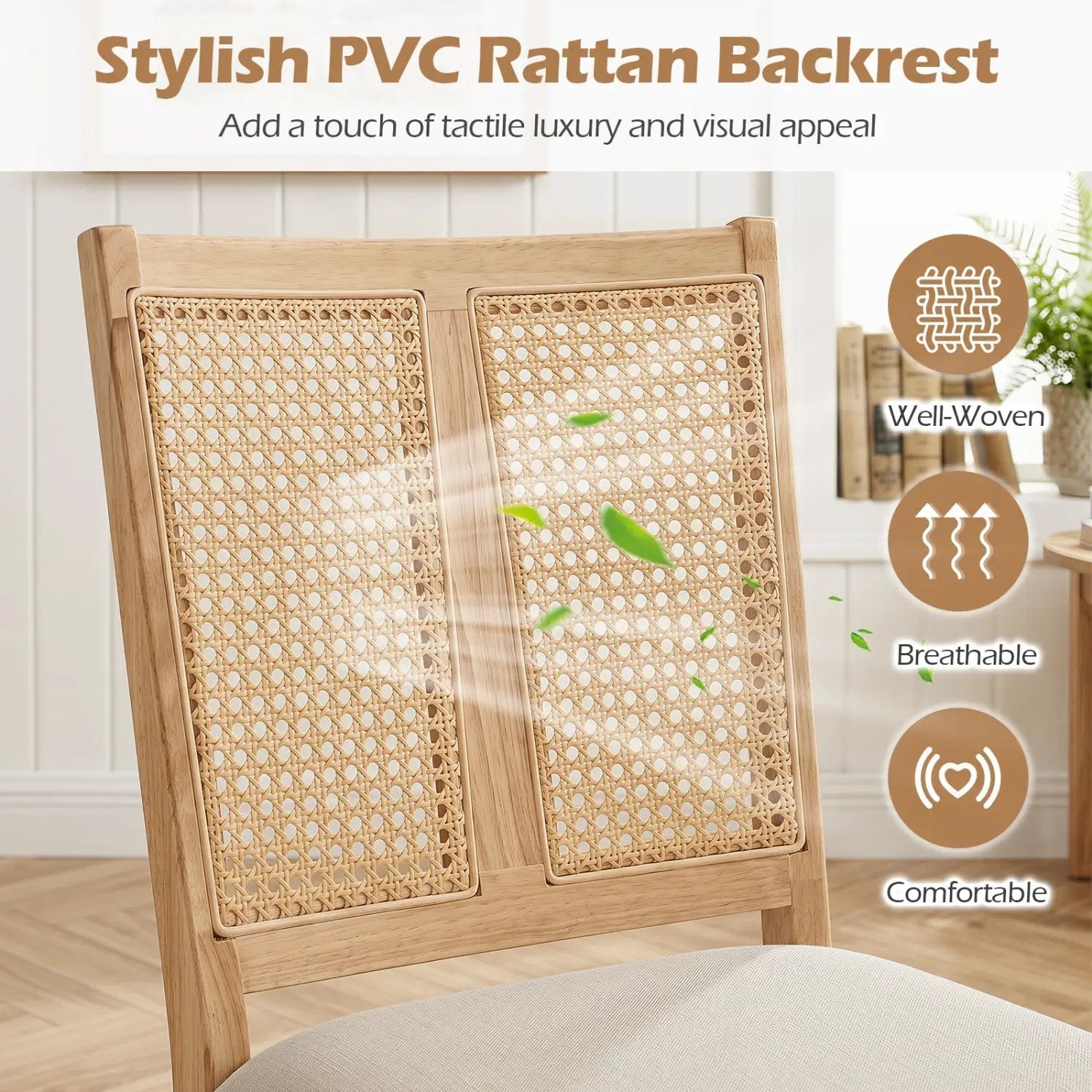 Rattan Dining Chairs Set of 2 with Curved Backrest by DirectDeals