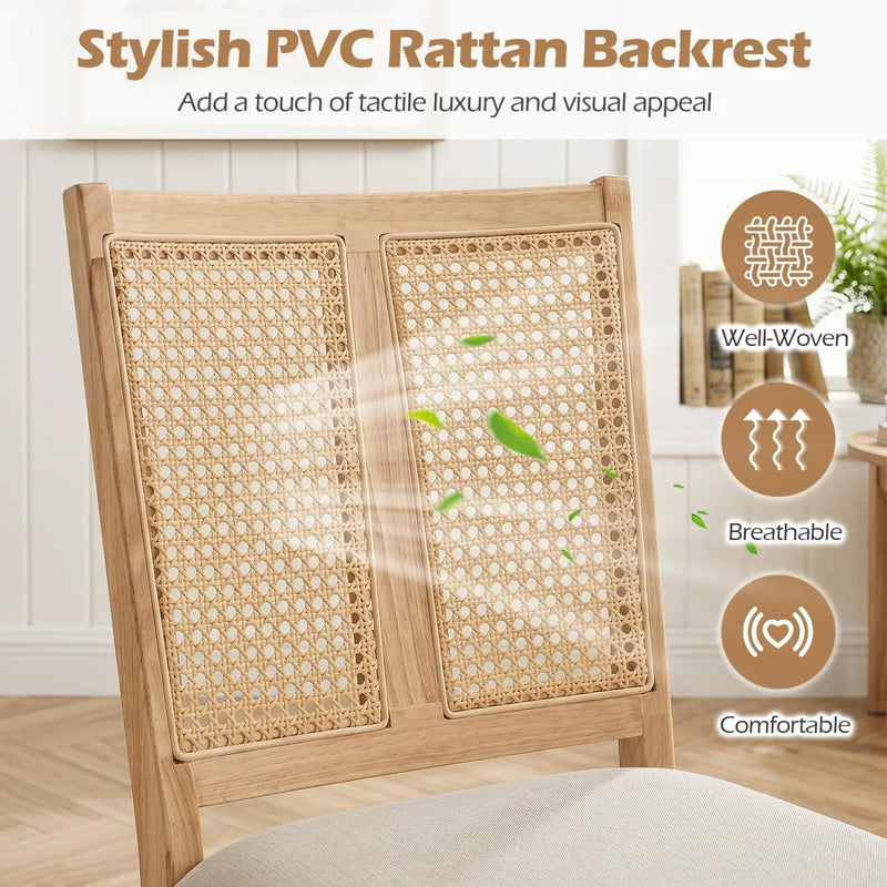 Rattan Dining Chairs Set of 2 with Curved Backrest by DirectDeals