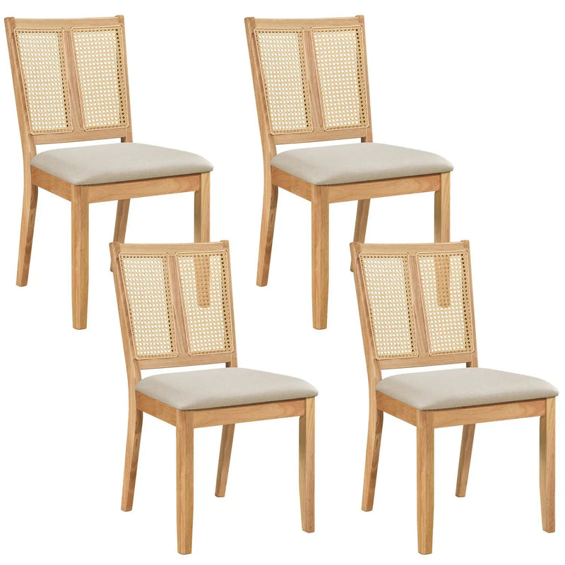 Rattan Dining Chairs Set of 4 with Padded Seats by DirectDeals