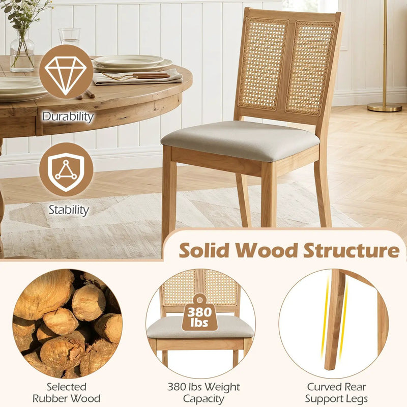 Rattan Dining Chairs Set of 4 with Padded Seats by DirectDeals