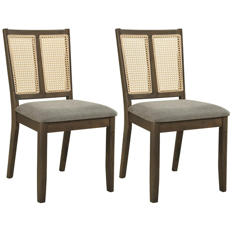 Rattan Dining Chairs Set of 2 with Curved Backrest by DirectDeals