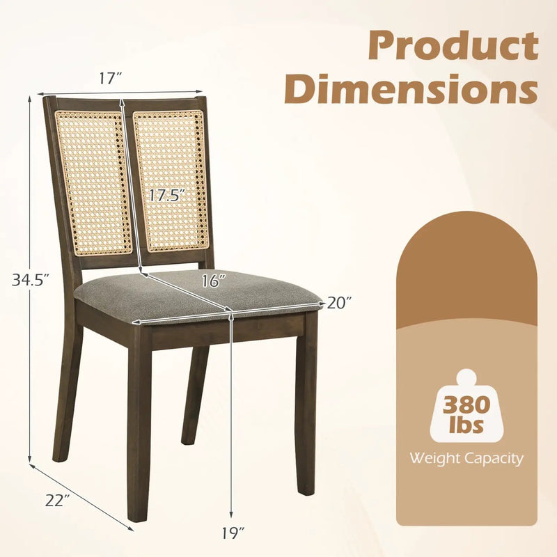 Rattan Dining Chairs Set of 2 with Curved Backrest by DirectDeals