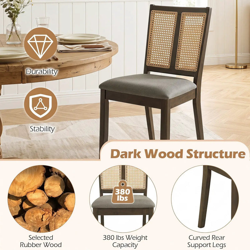 Rattan Dining Chairs Set of 2 with Curved Backrest by DirectDeals