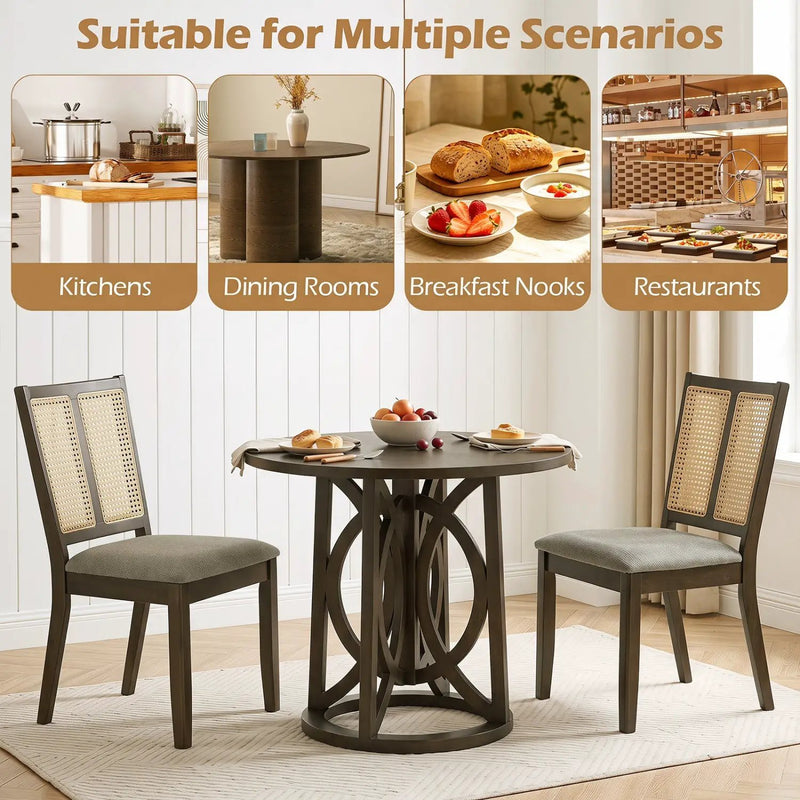 Rattan Dining Chairs Set of 2 with Curved Backrest by DirectDeals