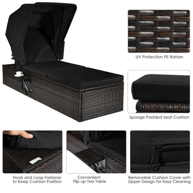 Outdoor Chaise Lounge Chair with Folding Canopy by DirectDeals