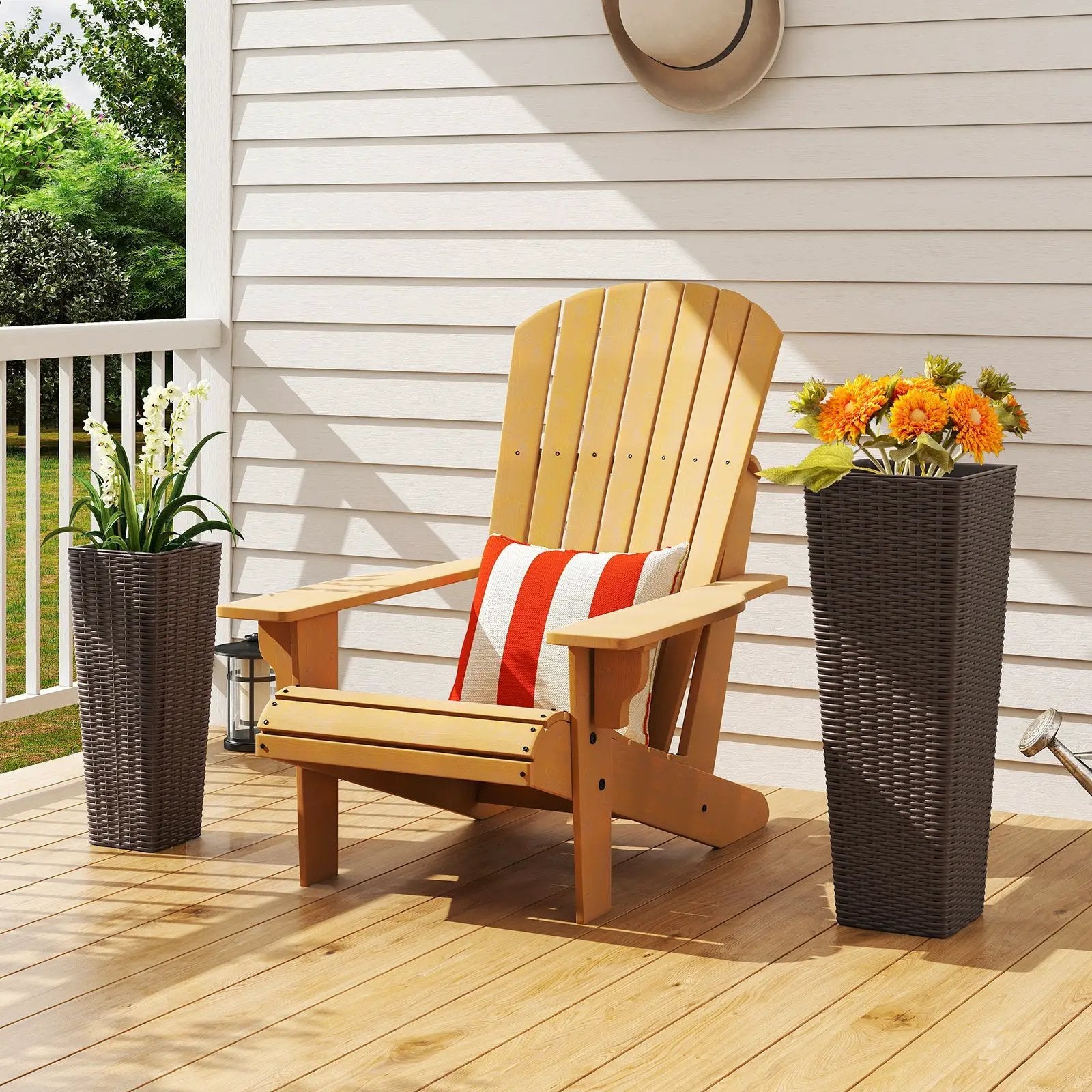 Rattan Tall Planter Set of 2 Outdoor Large Tapered Planters with Removable Inner Trays by DirectDeals