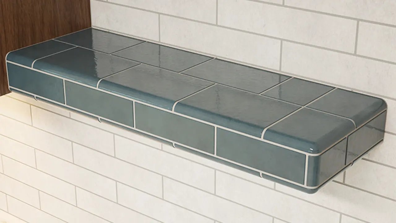 The Original™ Ready-to-Tile Free Floating Shelf with Orange Waterproof Board by The Original Granite Bracket