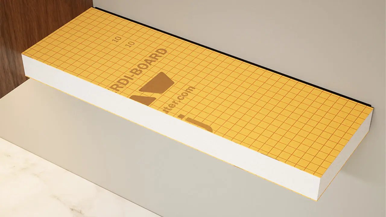 The Original™ Ready-to-Tile Free Floating Shelf with Orange Waterproof Board by The Original Granite Bracket
