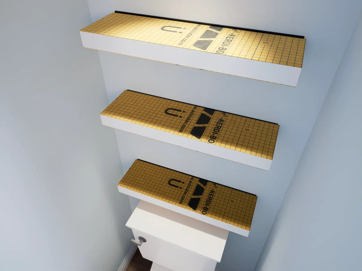The Original™ Ready-to-Tile Free Floating Shelf with Orange Waterproof Board by The Original Granite Bracket