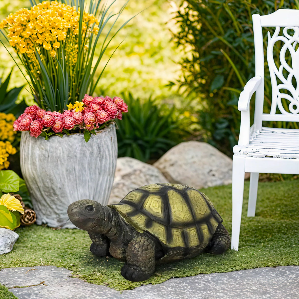 Concrete Turtle Garden Statues Painted Shell 16 Inch, photo 5 of 6