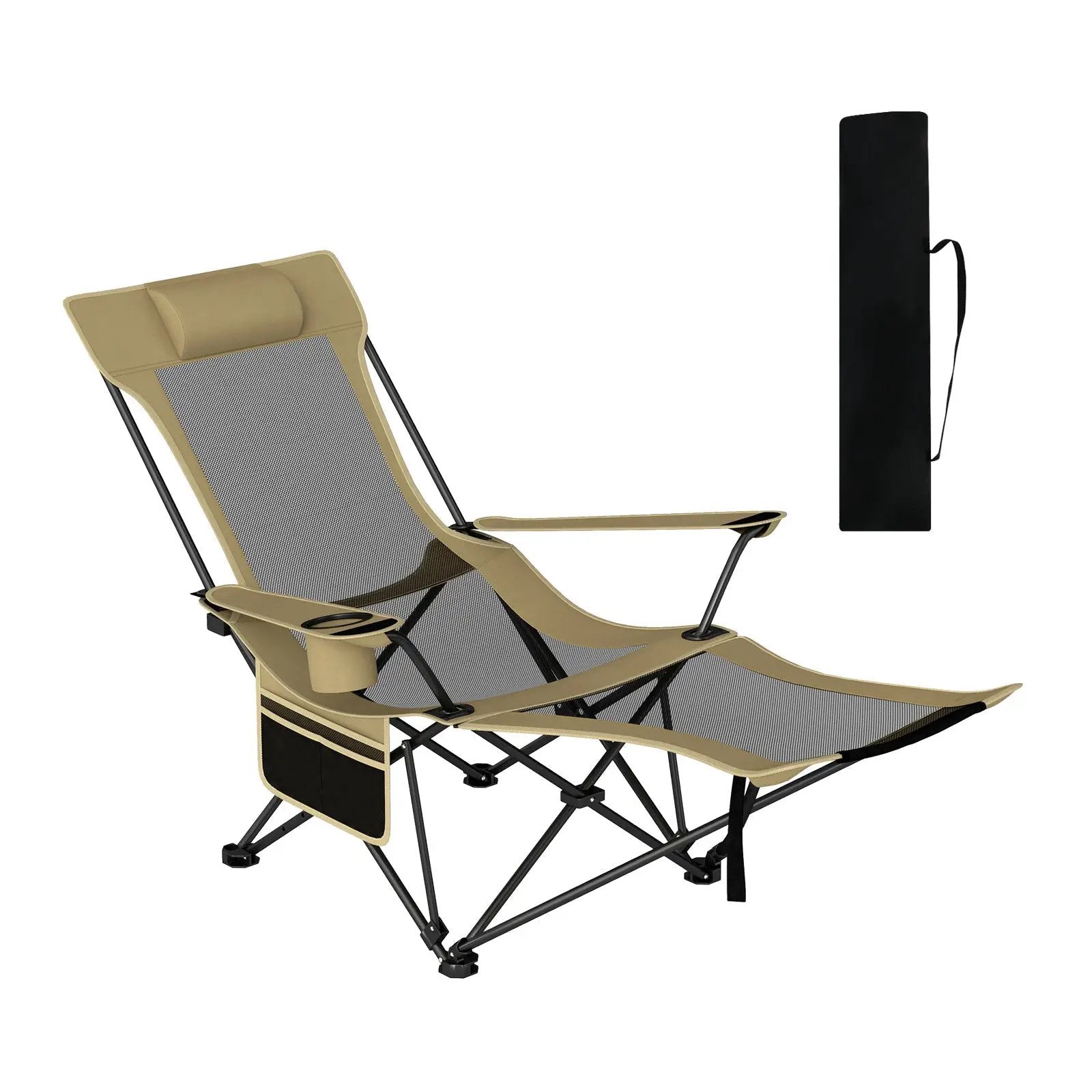 Reclining Camping Chair with Removable Footrest and Adjustable Backrest by DirectDeals
