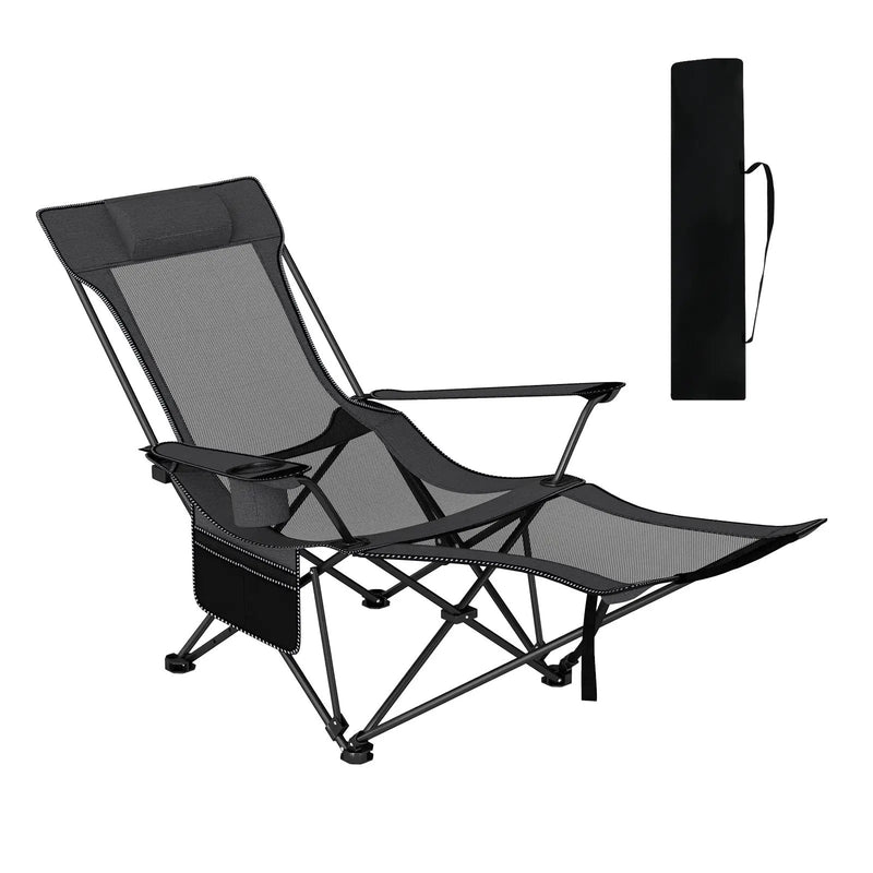 Reclining Camping Chair with Removable Footrest and Adjustable Backrest by DirectDeals