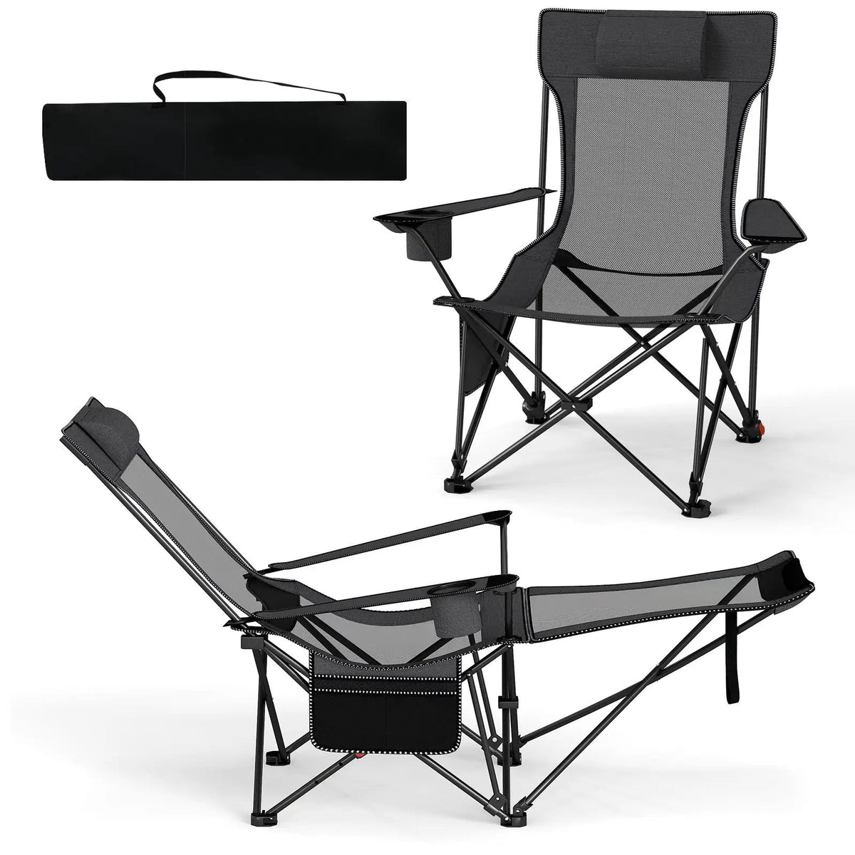 Reclining Camping Chair with Removable Footrest and Adjustable Backrest, photo 8 of 16