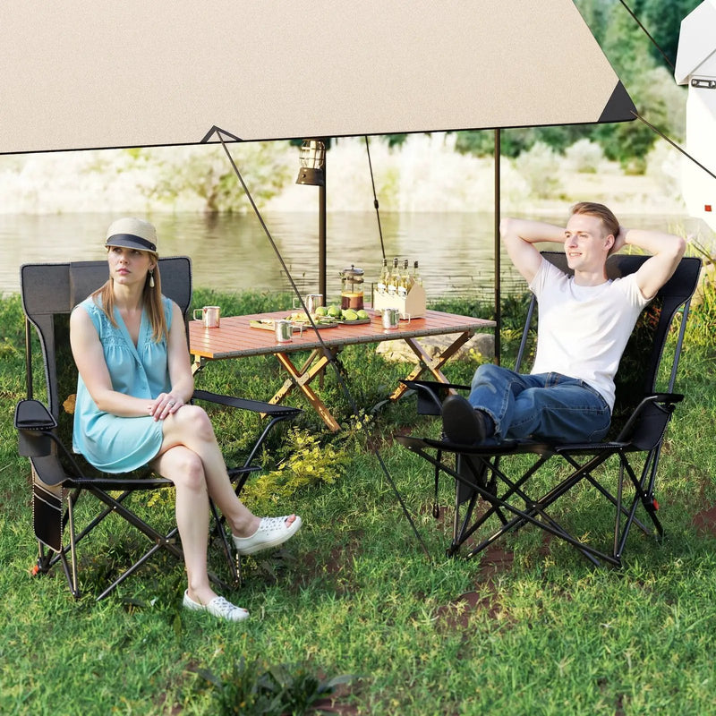 Reclining Camping Chair with Removable Footrest and Adjustable Backrest by DirectDeals