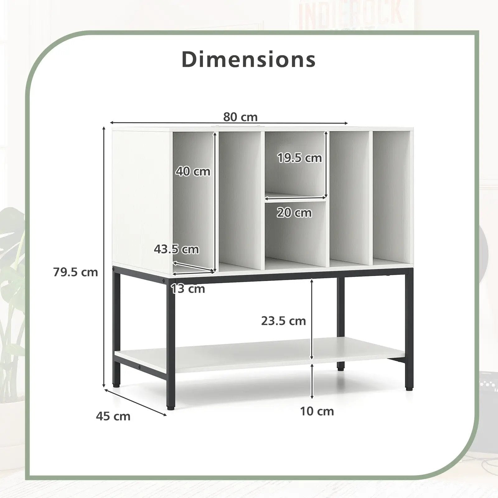 Record Player Stand with Charging Station and Metal Frame by DirectDeals
