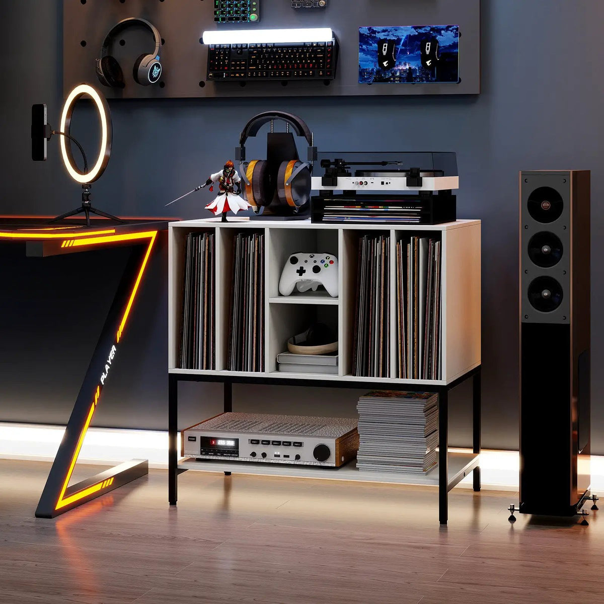 Record Player Stand with Charging Station and Metal Frame, photo 12 of 16