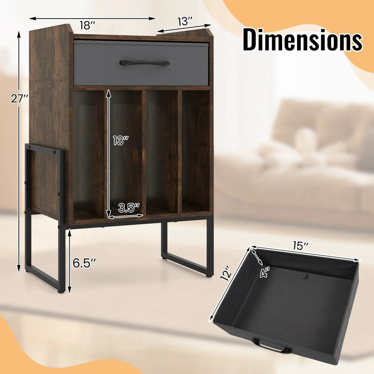 Record Player Stand with Drawer and Record Holder, photo 13 of 24