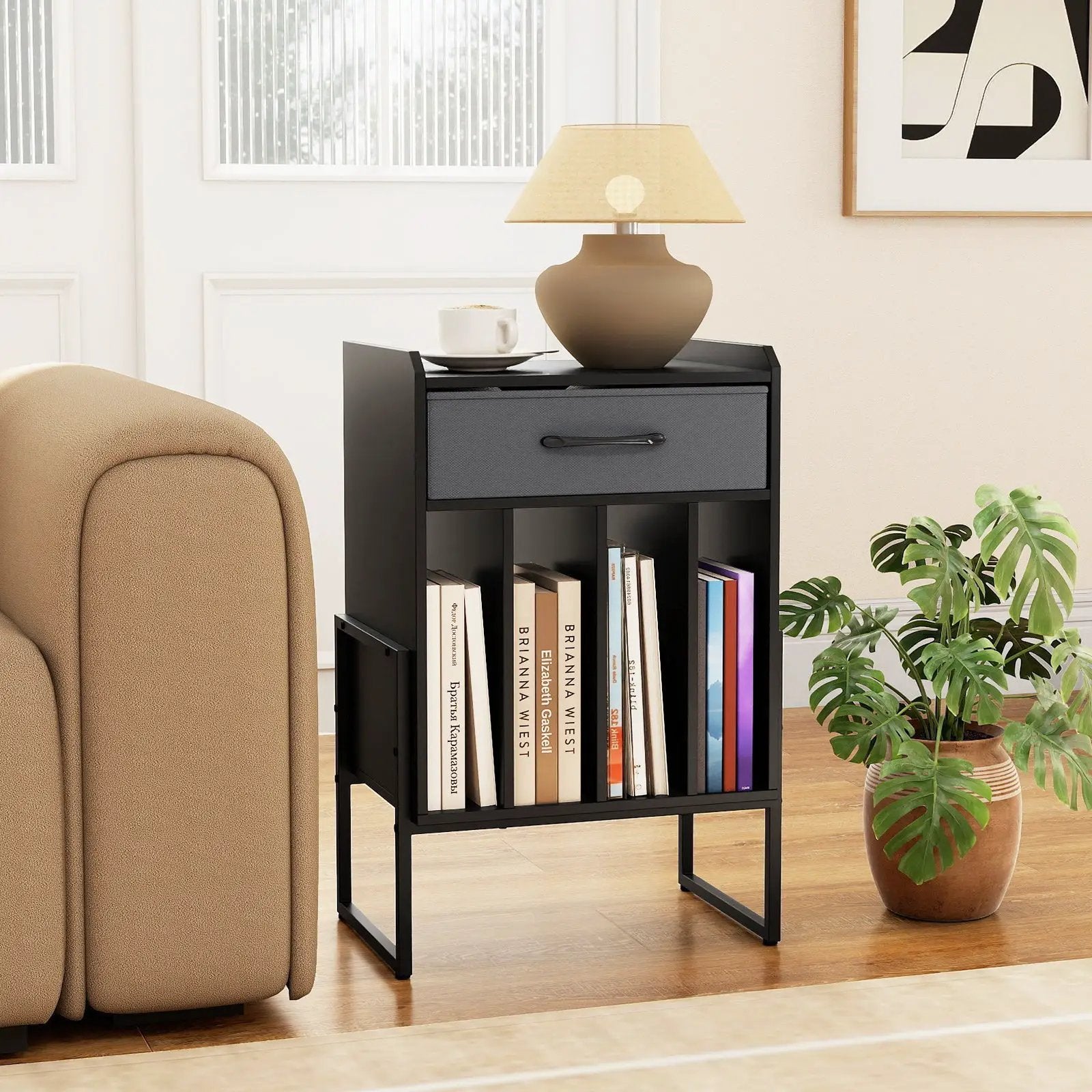 Record Player Stand with Drawer and Record Holder by DirectDeals