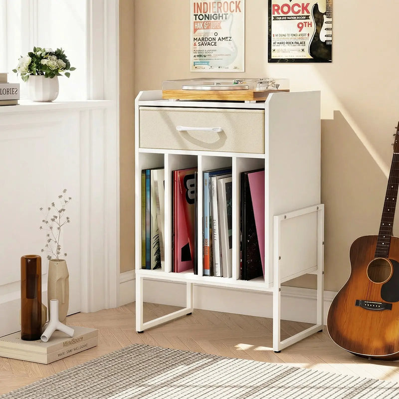 Record Player Stand with Drawer and Record Holder by DirectDeals