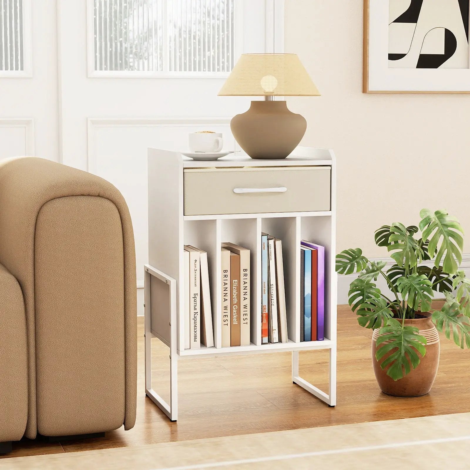 Record Player Stand with Drawer and Record Holder by DirectDeals