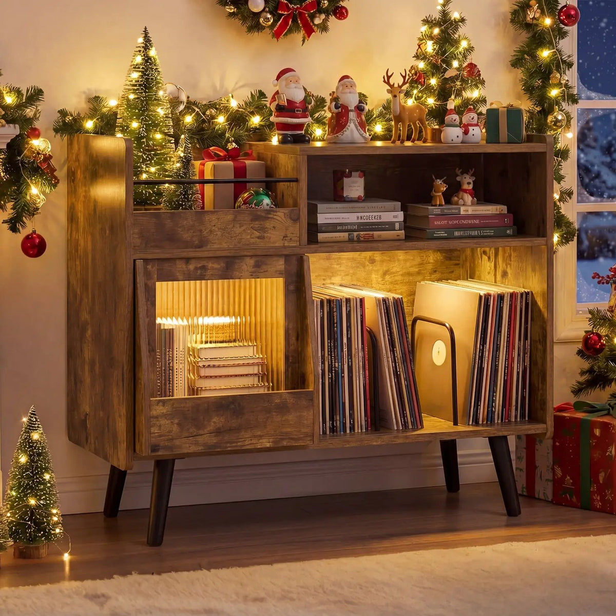 Record Player Stand with LED Light and Power Outlets, photo 13 of 16