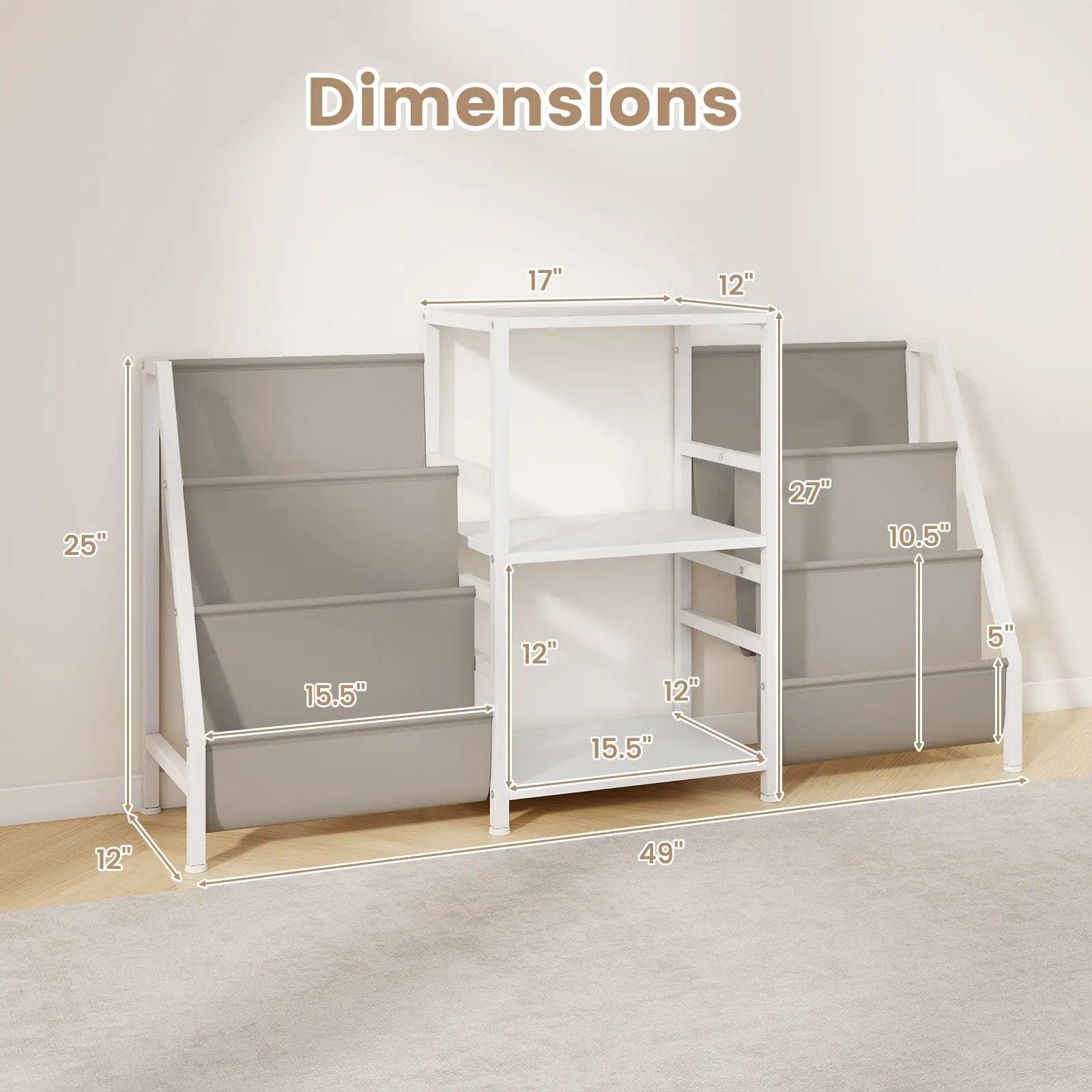 Record Player Stand for up to 200 Albums Turntable Display Stand with 3 Shelves by DirectDeals