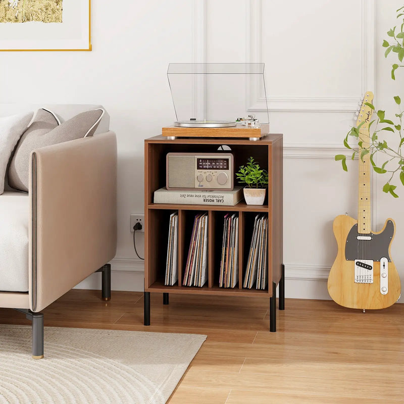 Record Player Stand with Record Storage Shelf and Charging Station by DirectDeals