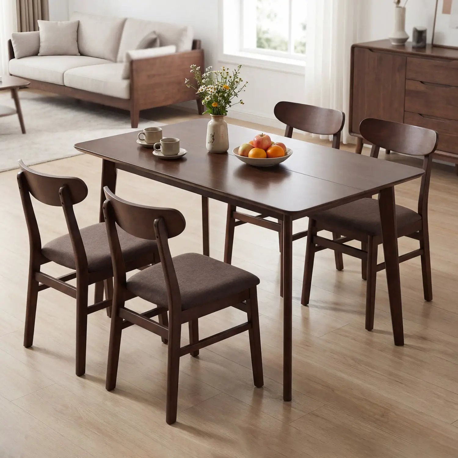 Rectangle Dining Table for 4-6 People 47" Kitchen Table-Walnut by DirectDeals