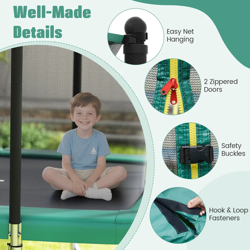 Rectangle Outdoor Trampoline 10 x 8 FT Heavy-Duty Trampoline with Basketball Hoop by DirectDeals