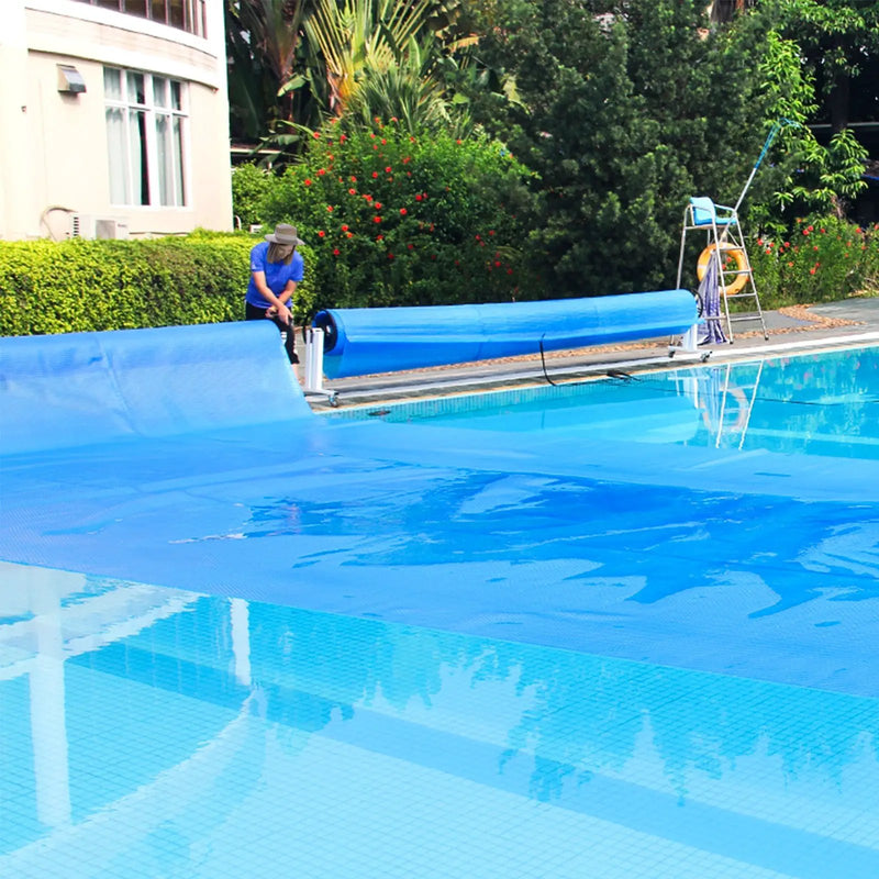 Rectangle Swimming Pool Cover 12-MIL Heat Retaining Pool Solar Blanket with Carrying Bag by DirectDeals