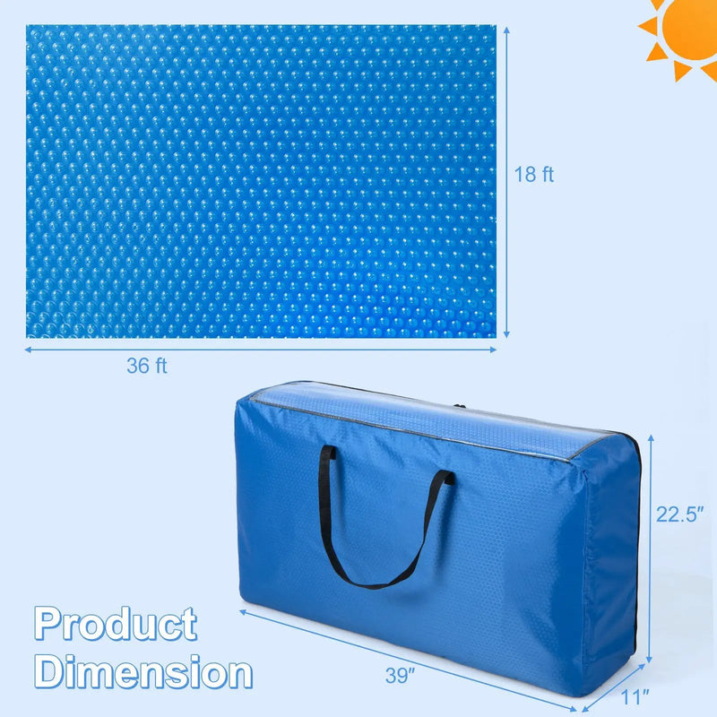 Rectangle Swimming Pool Cover 12-MIL Heat Retaining Pool Solar Blanket with Carrying Bag by DirectDeals