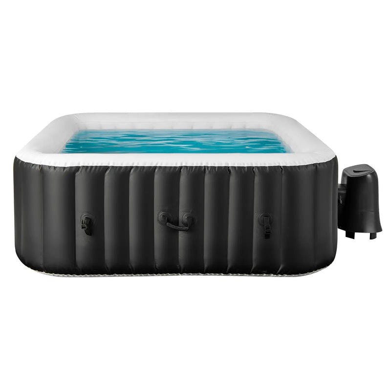 Rectangular Blowup Pool Hottub with 130 Air Jets for 4-6 Person-Black by DirectDeals