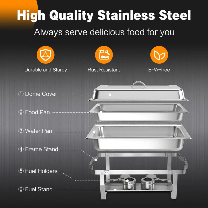 2 Packs Chafing 9 Quart Stainless Rectangular Chafer Buffet by DirectDeals