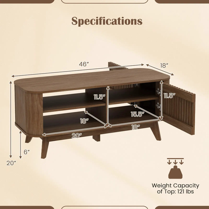 Rectangular Coffee Table with Storage and Adjustable Shelves-Walnut by DirectDeals