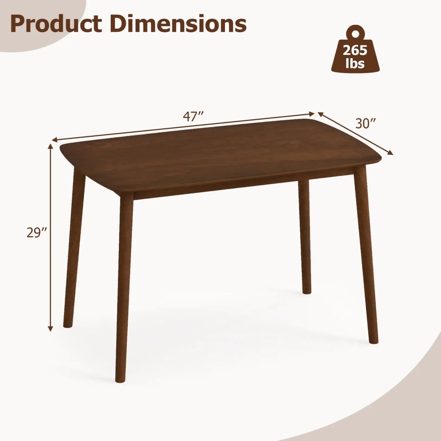 Rectangular Dining Table for 4 - Coffee Finish by DirectDeals