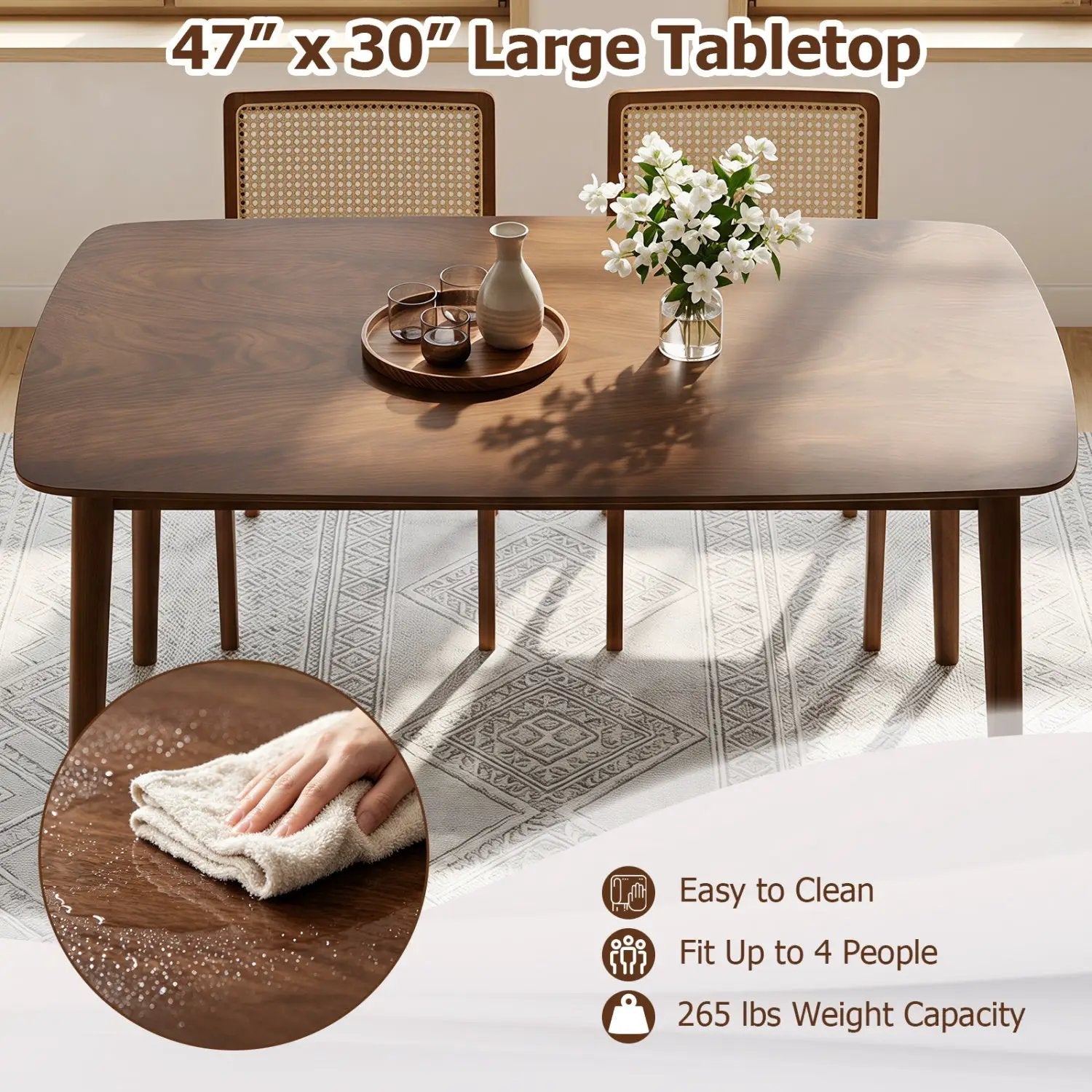 Rectangular Dining Table for 4 - Coffee Finish by DirectDeals