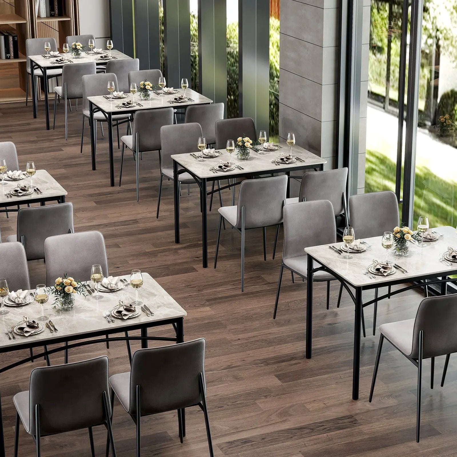 Rectangular Modern Sintered Stone Dining Table for 4 People-Grey by DirectDeals