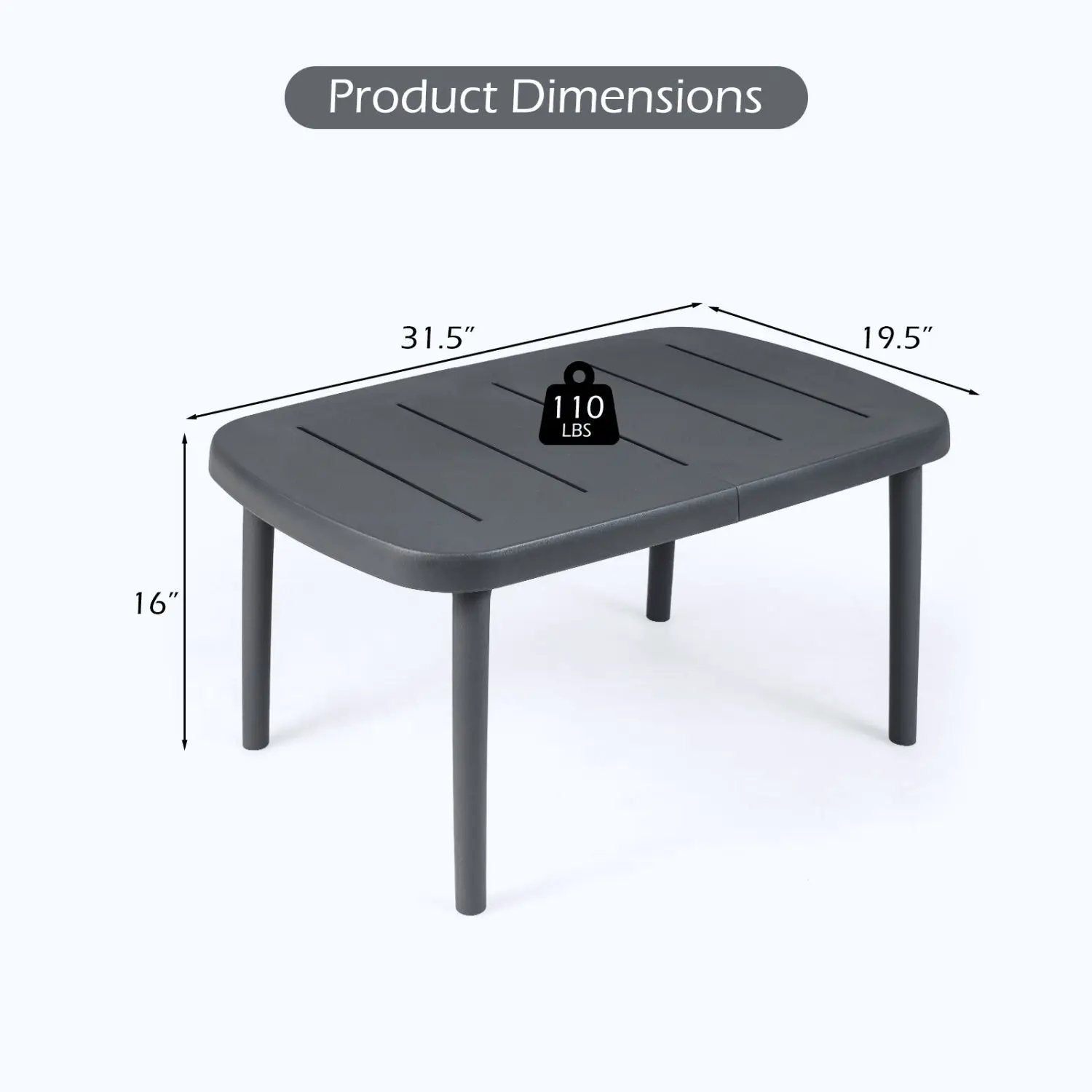 Rectangular Patio Storage Side Table with Aluminum Alloy Rods for Poolside by DirectDeals