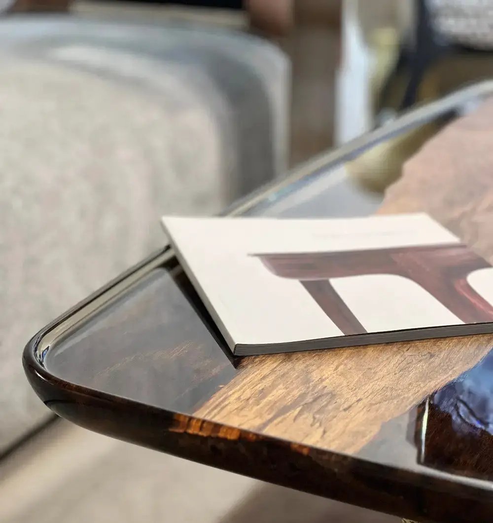 Rectangular Resin Side Table | Ivory Side Table, detail